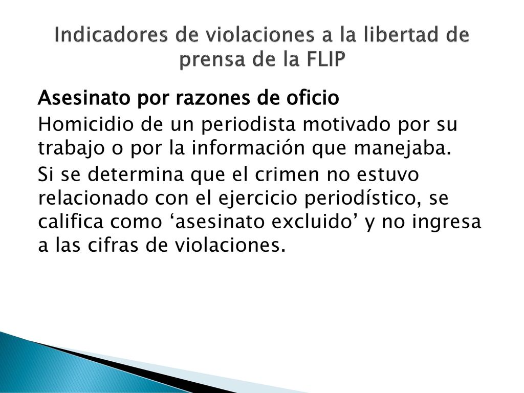Indicadores de violaciones a la libertad de prensa de la FLIP