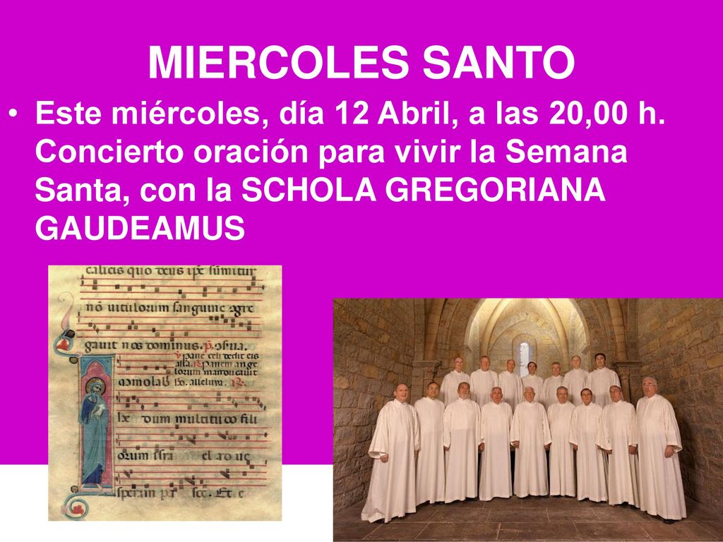 MIERCOLES SANTO Este miércoles, día 12 Abril, a las 20,00 h.