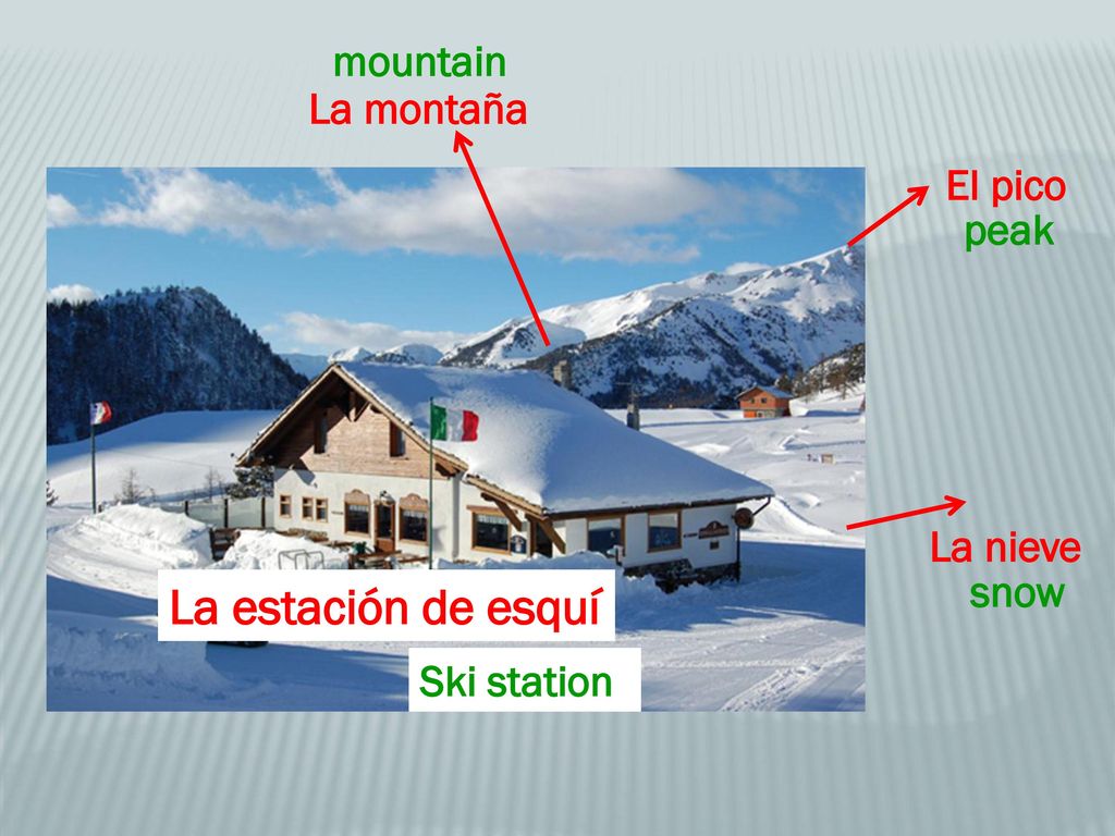 La estación de esquí mountain La montaña El pico peak La nieve snow
