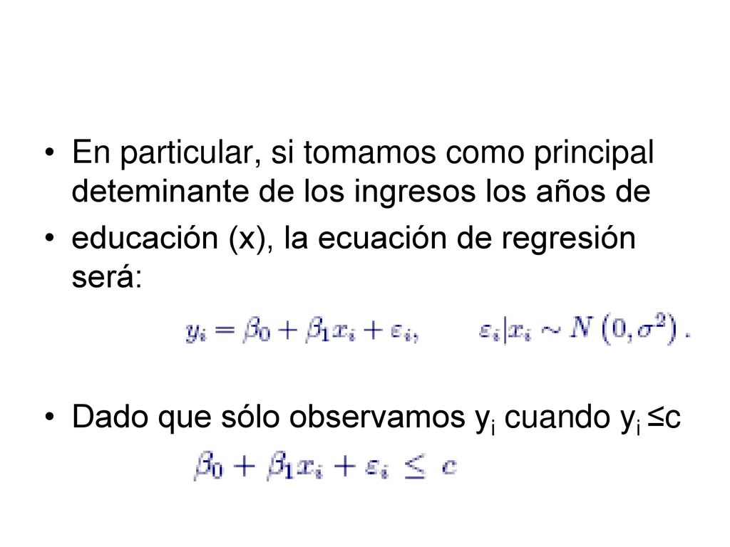 En particular, si tomamos como principal deteminante de los ingresos los años de