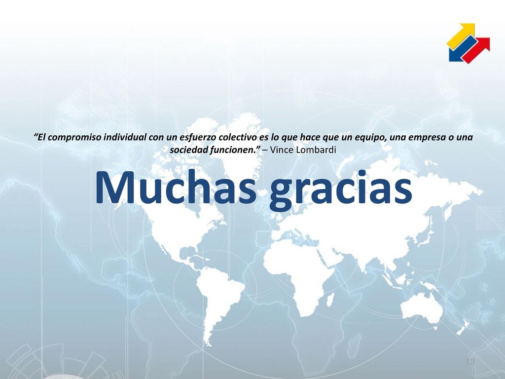 El compromiso individual con un esfuerzo colectivo es lo que hace que un equipo, una empresa o una sociedad funcionen. – Vince Lombardi Muchas gracias