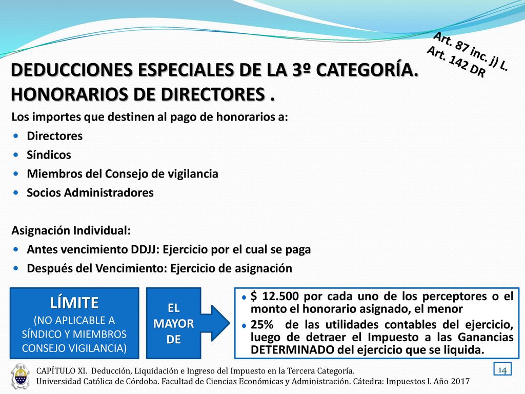 DEDUCCIONES ESPECIALES DE LA 3º CATEGORÍA. HONORARIOS DE DIRECTORES .