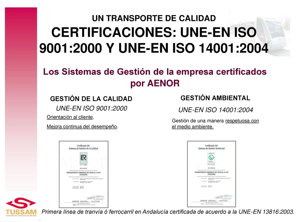 Los Sistemas de Gestión de la empresa certificados por AENOR