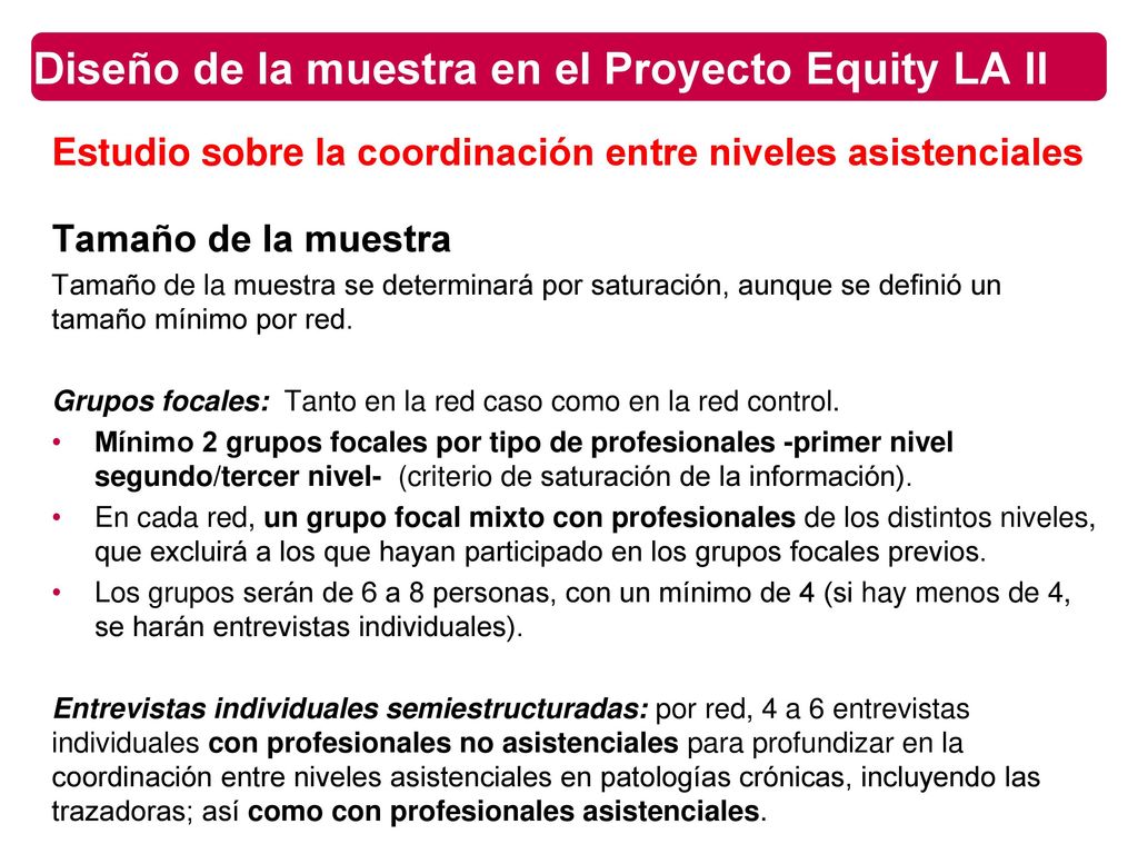 Diseño de la muestra en el Proyecto Equity LA II