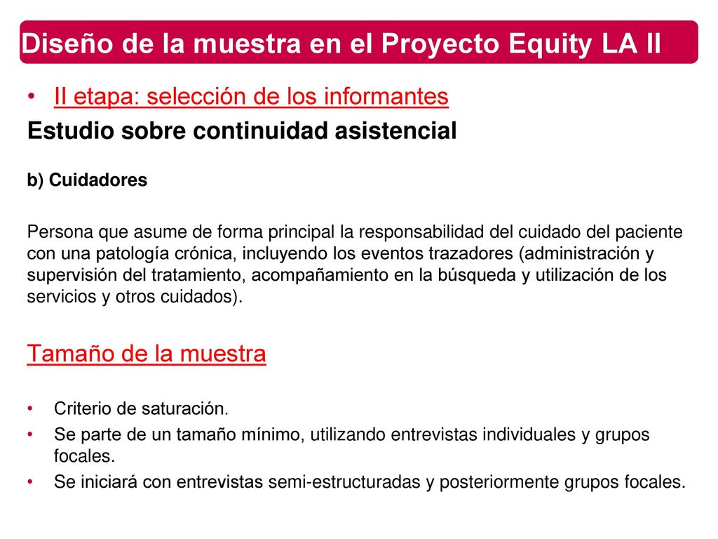 Diseño de la muestra en el Proyecto Equity LA II