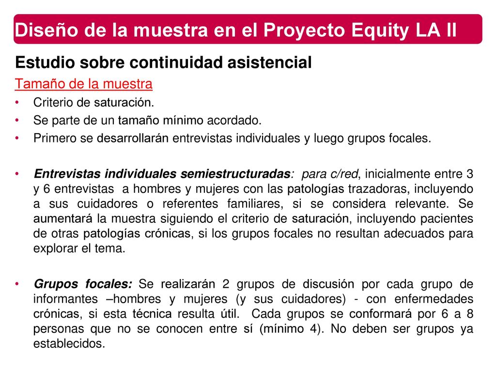 Diseño de la muestra en el Proyecto Equity LA II