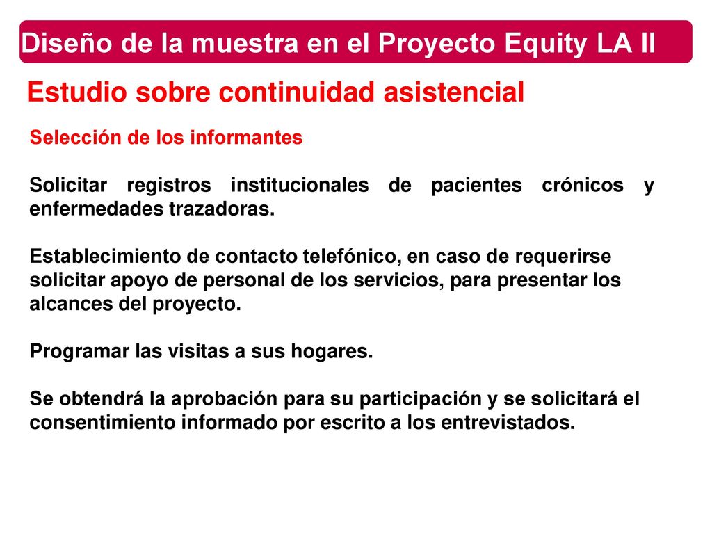 Diseño de la muestra en el Proyecto Equity LA II