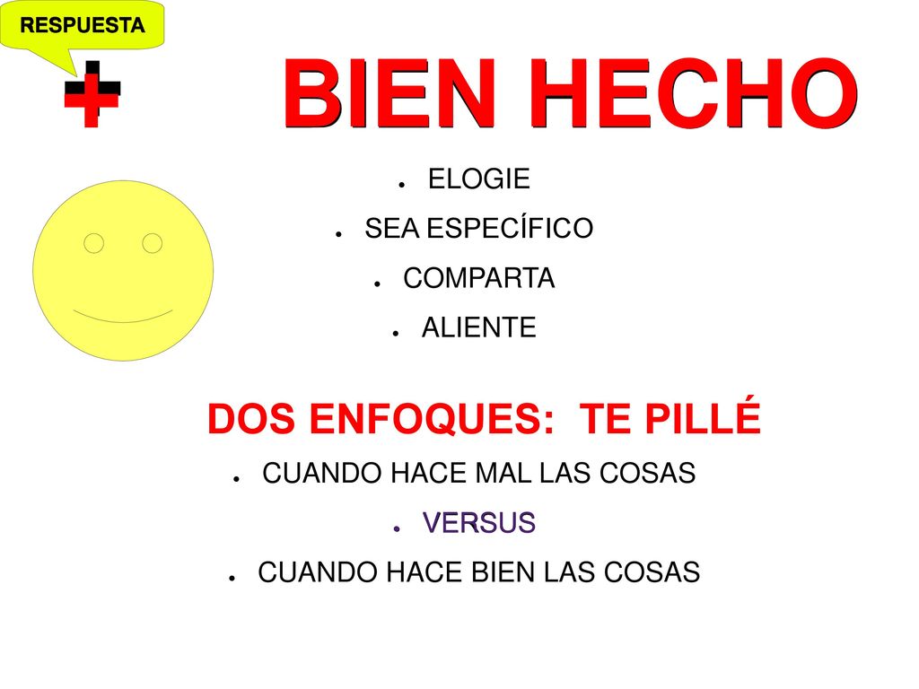 + BIEN HECHO DOS ENFOQUES: TE PILLÉ ELOGIE SEA ESPECÍFICO COMPARTA