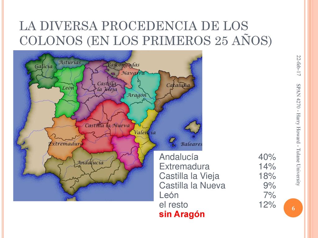 LA DIVERSA PROCEDENCIA DE LOS COLONOS (EN LOS PRIMEROS 25 AÑOS)