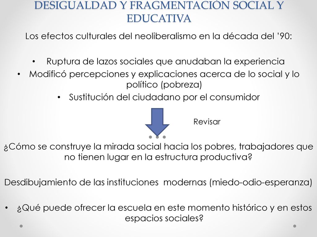DESIGUALDAD Y FRAGMENTACIÓN SOCIAL Y EDUCATIVA