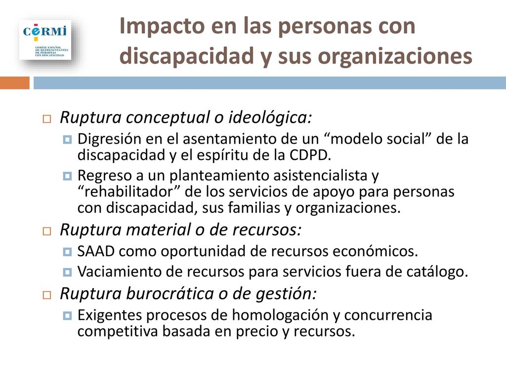 Impacto en las personas con discapacidad y sus organizaciones