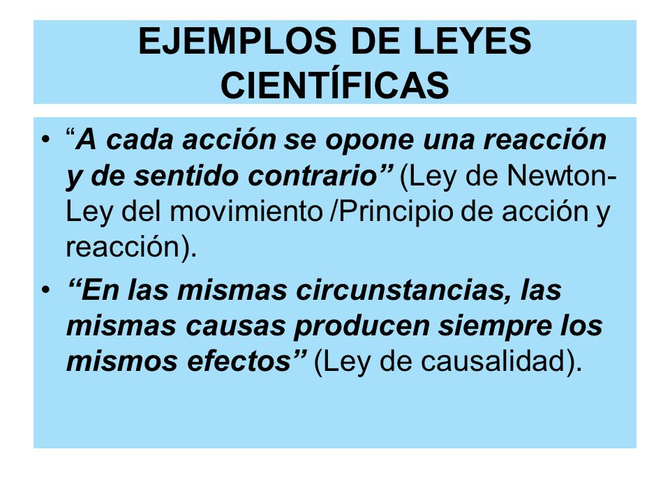 EJEMPLOS DE LEYES CIENTÍFICAS