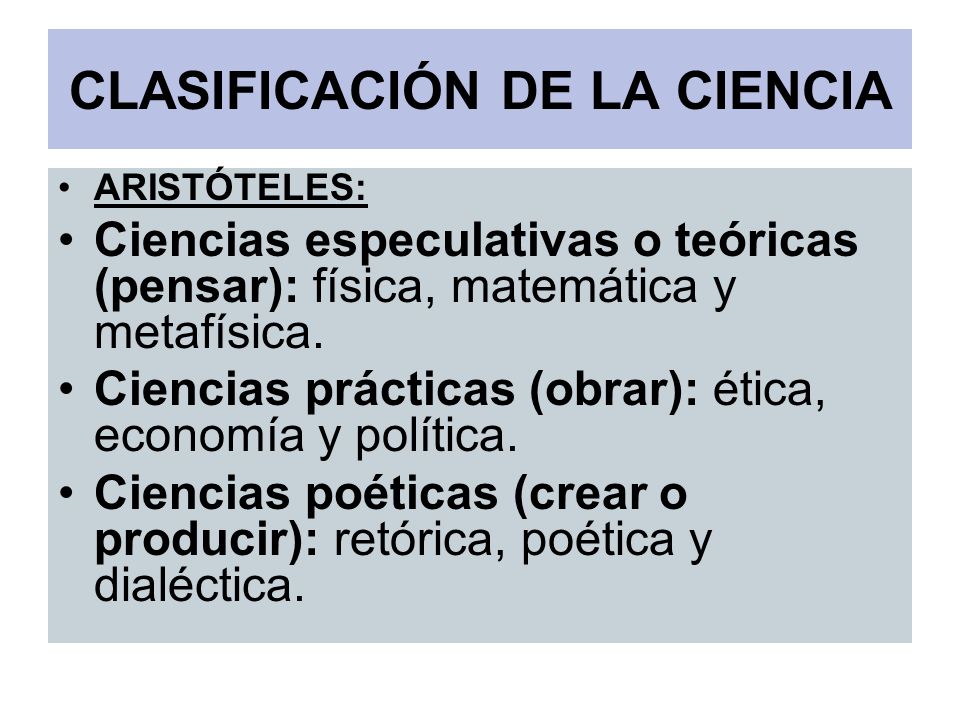 CLASIFICACIÓN DE LA CIENCIA