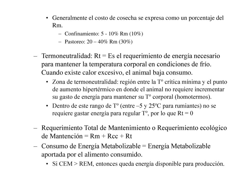 Generalmente el costo de cosecha se expresa como un porcentaje del Rm.