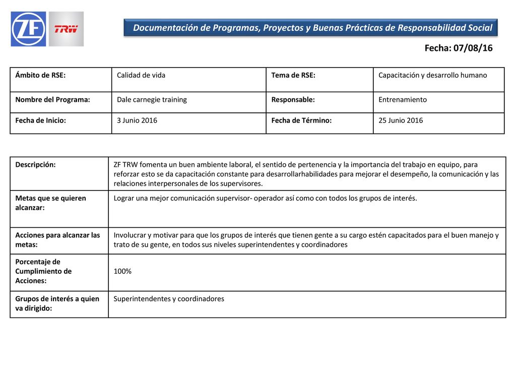 Documentación de Programas, Proyectos y Buenas Prácticas de Responsabilidad Social