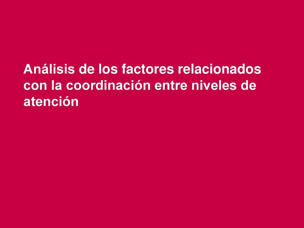 Análisis de los factores relacionados con la coordinación entre niveles de atención