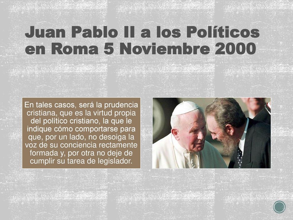Juan Pablo II a los Políticos en Roma 5 Noviembre 2000