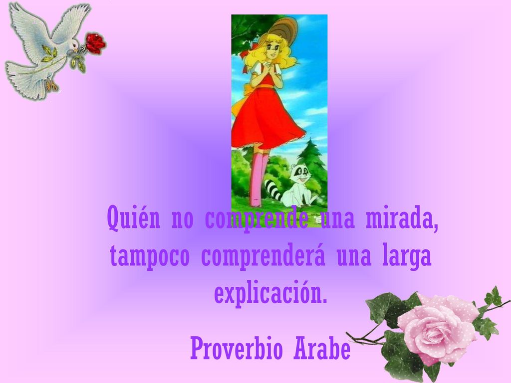 Quién no comprende una mirada, tampoco comprenderá una larga explicación.