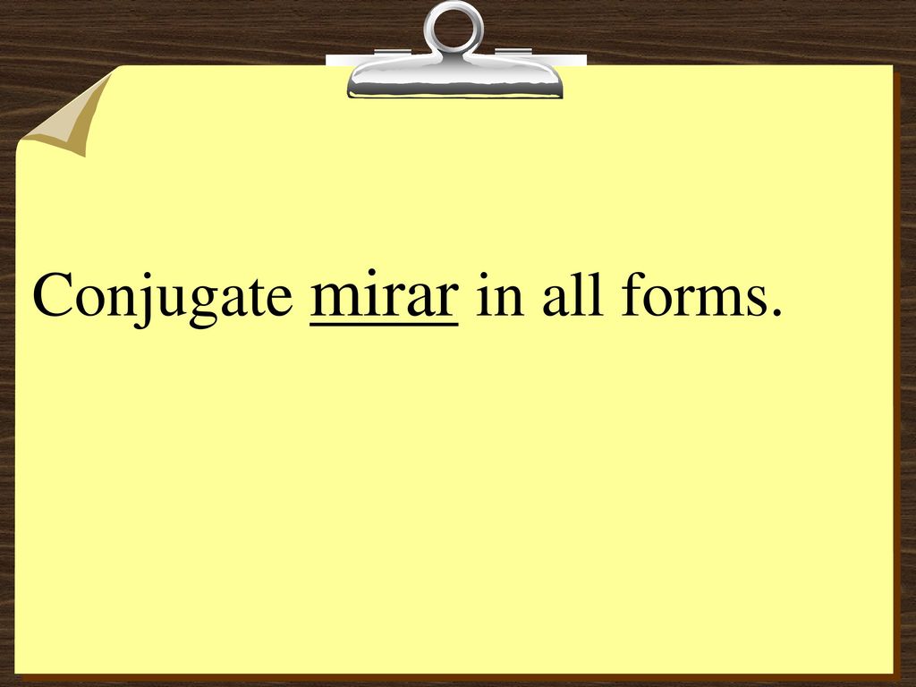 Conjugate mirar in all forms.