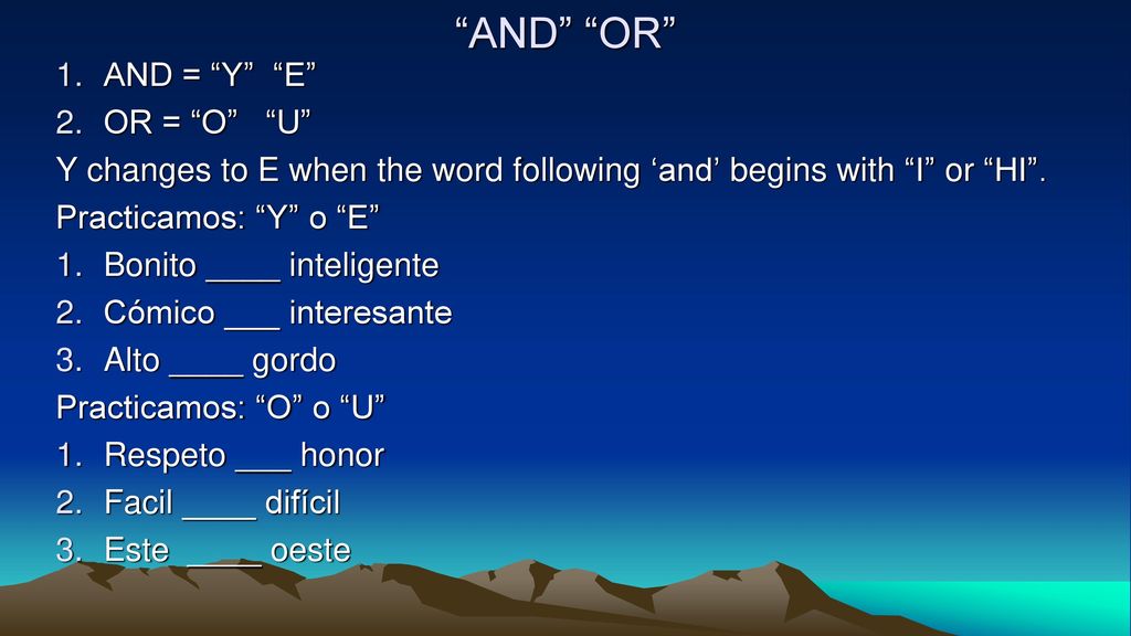 AND OR AND = Y E OR = O U