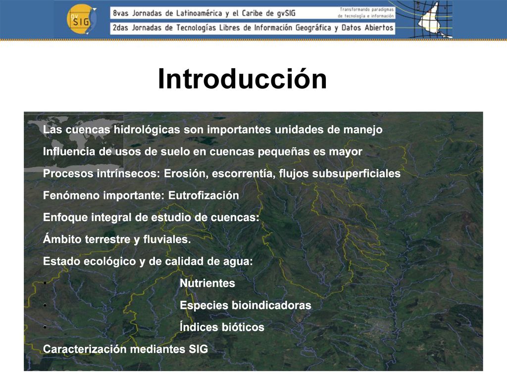 Introducción Las cuencas hidrológicas son importantes unidades de manejo. Influencia de usos de suelo en cuencas pequeñas es mayor.
