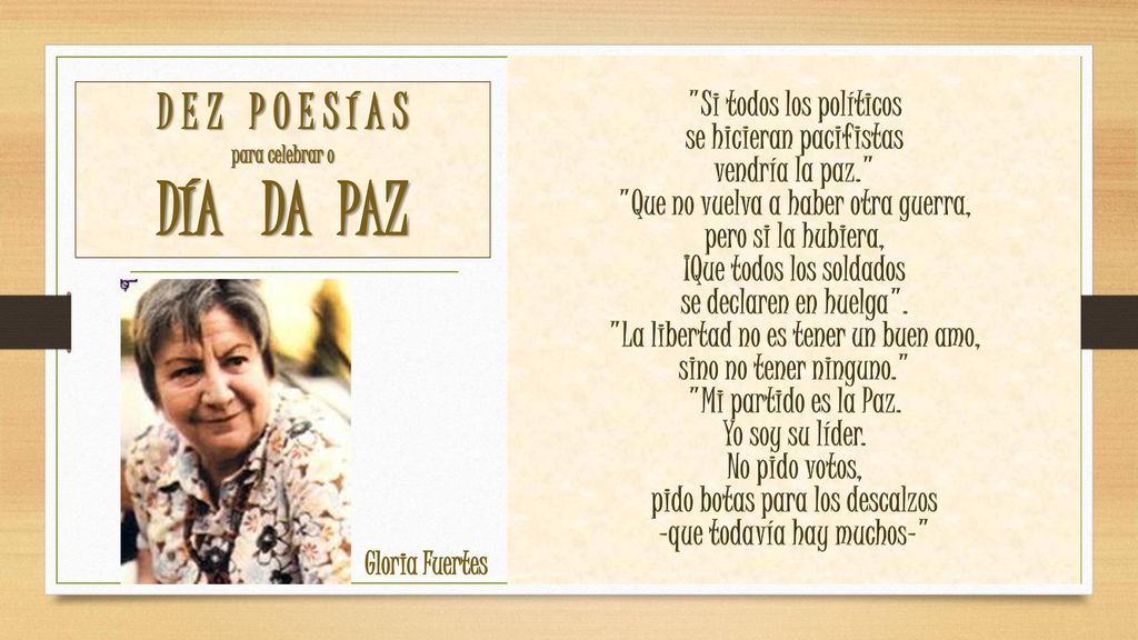 D E Z P O E S Í A S para celebrar o DÍA DA PAZ
