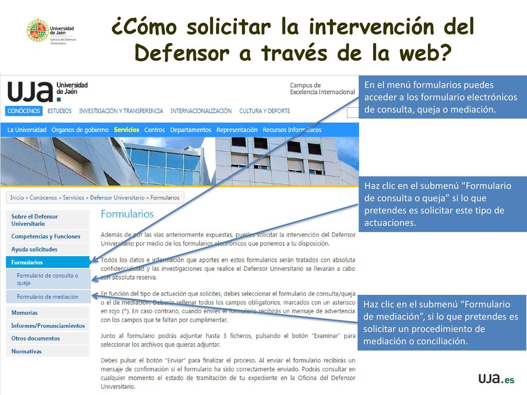 ¿Cómo solicitar la intervención del Defensor a través de la web