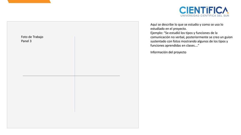 Aquí se describe lo que se estudio y como se uso lo estudiado en el proyecto. Ejemplo: Se estudió los tipos y funciones de la comunicación no verbal, posteriormente se creo un guion sustentado con fotos mostrando algunos de los tipos y funciones aprendidas en clases…. Información del proyecto