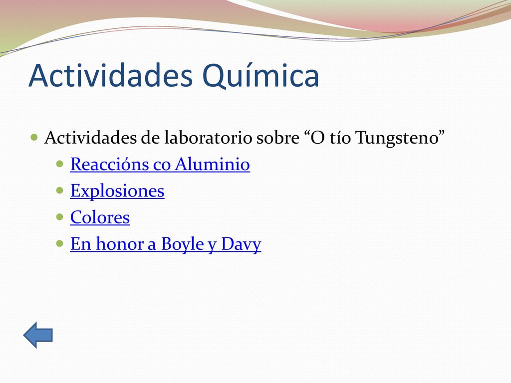 Actividades Química Actividades de laboratorio sobre O tío Tungsteno