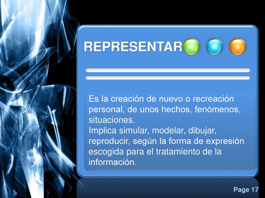 Es la creación de nuevo o recreación personal, de unos hechos, fenómenos, situaciones.