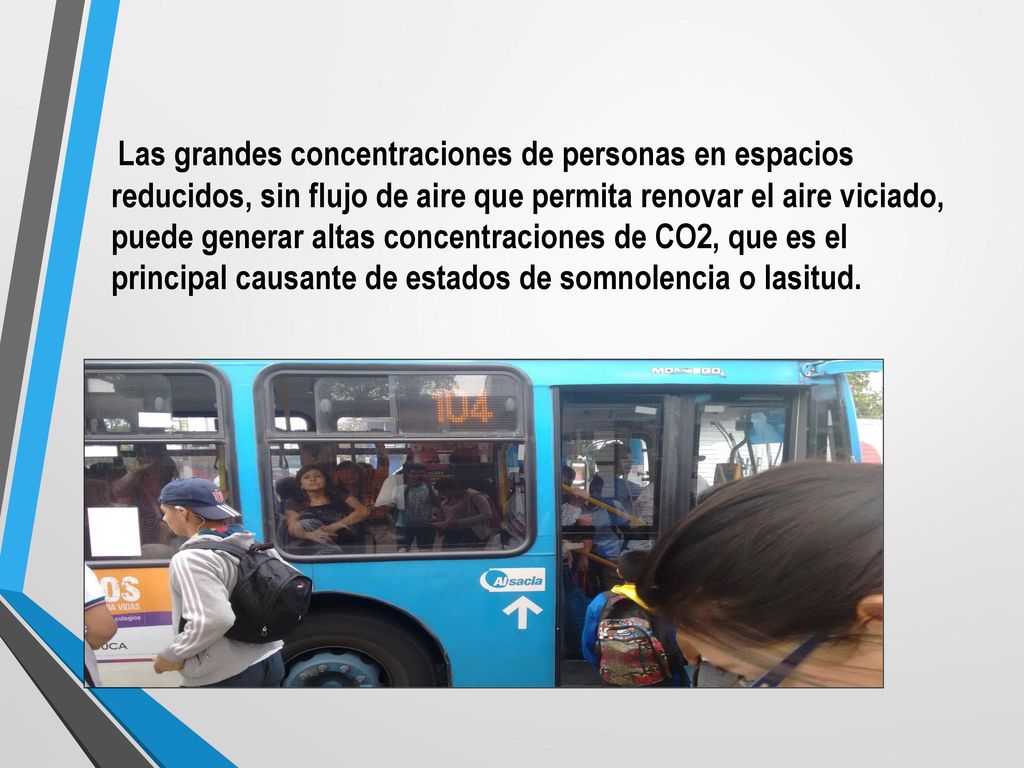 Las grandes concentraciones de personas en espacios reducidos, sin flujo de aire que permita renovar el aire viciado, puede generar altas concentraciones de CO2, que es el principal causante de estados de somnolencia o lasitud.