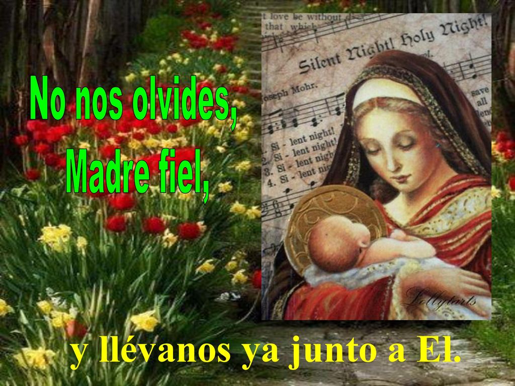 No nos olvides, Madre fiel, y llévanos ya junto a El.