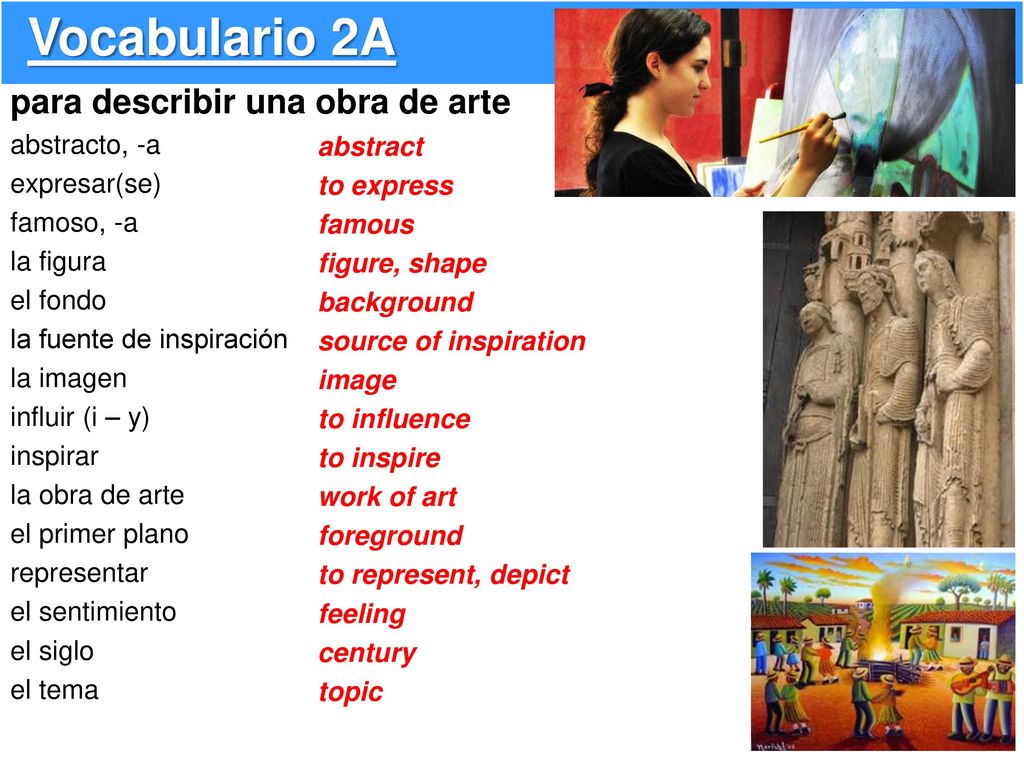 Vocabulario 2A para describir una obra de arte abstracto, -a