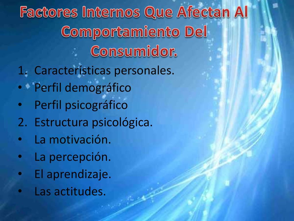 Factores Internos Que Afectan Al Comportamiento Del Consumidor.