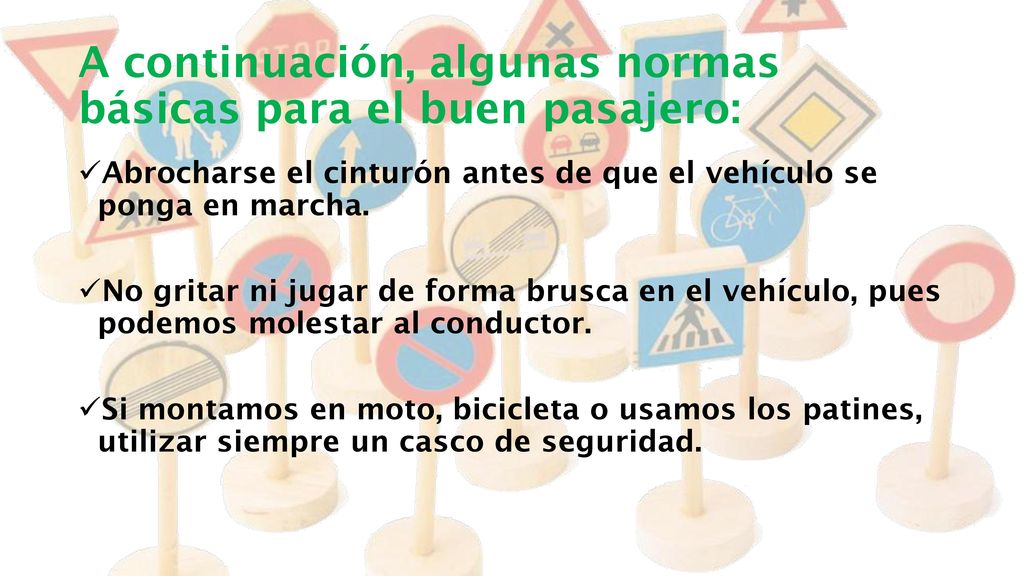 A continuación, algunas normas básicas para el buen pasajero:
