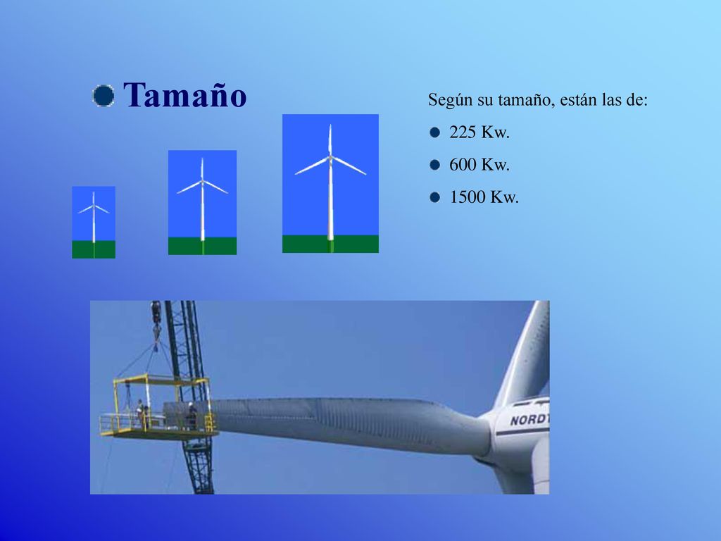 Tamaño Según su tamaño, están las de: 225 Kw. 600 Kw Kw.
