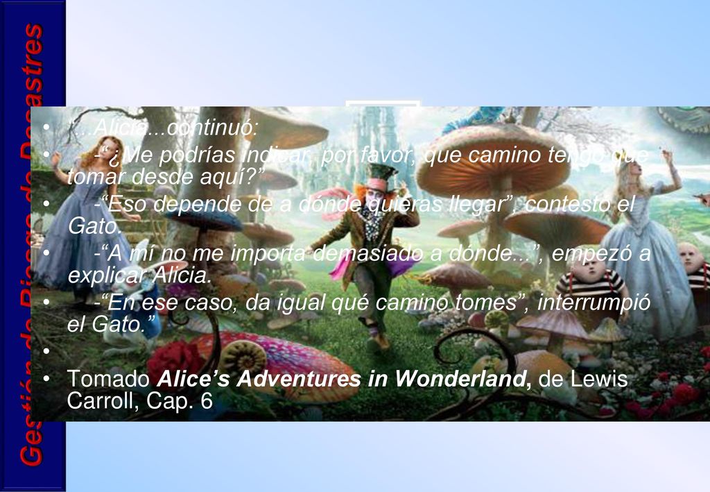 ...Alicia...continuó: - ¿Me podrías indicar, por favor, que camino tengo que tomar desde aquí