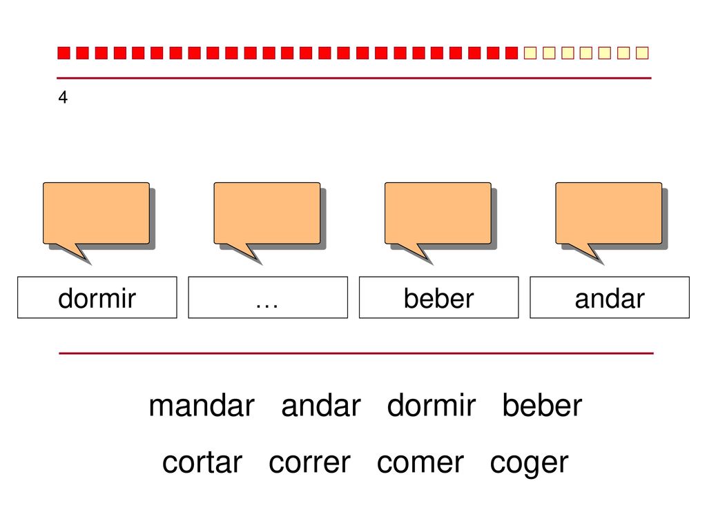 mandar andar dormir beber cortar correr comer coger