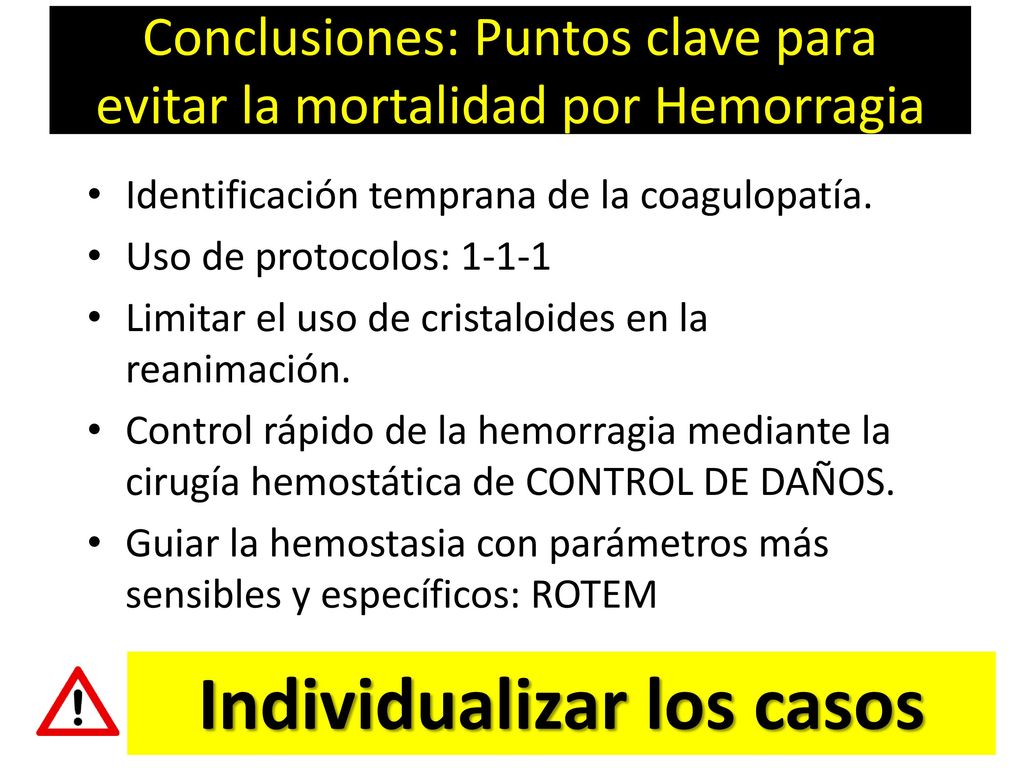 Conclusiones: Puntos clave para evitar la mortalidad por Hemorragia