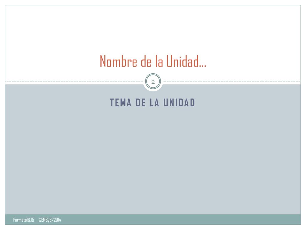Nombre de la Unidad… Tema de la unidad Formato16.15 SEMSyS/2014
