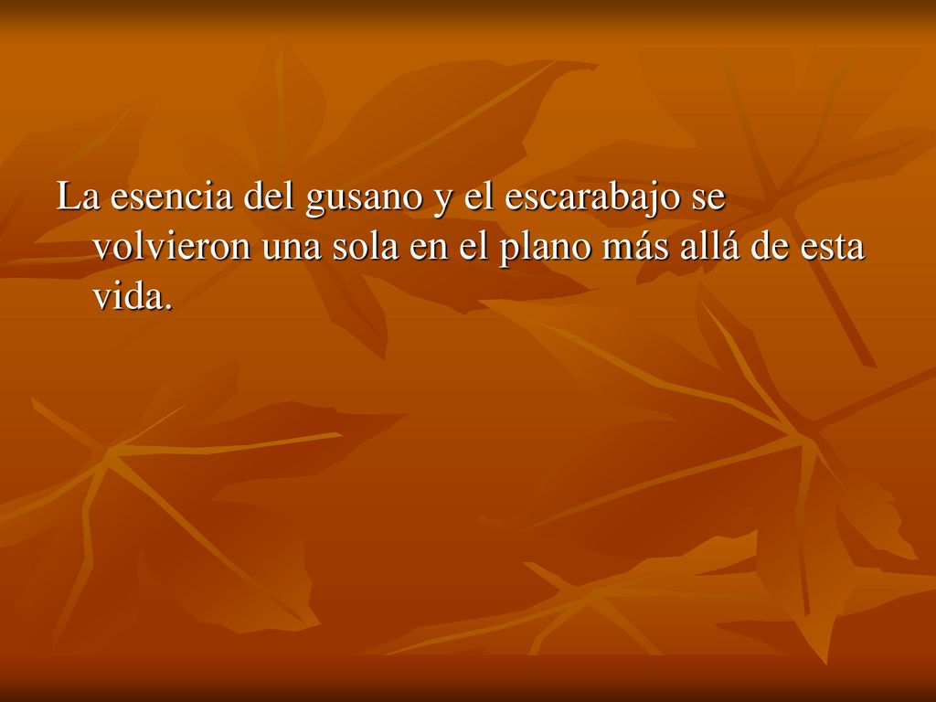La esencia del gusano y el escarabajo se volvieron una sola en el plano más allá de esta vida.