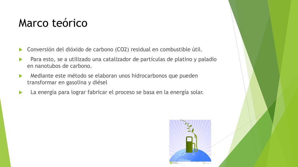 Marco teórico Conversión del dióxido de carbono (CO2) residual en combustible útil.
