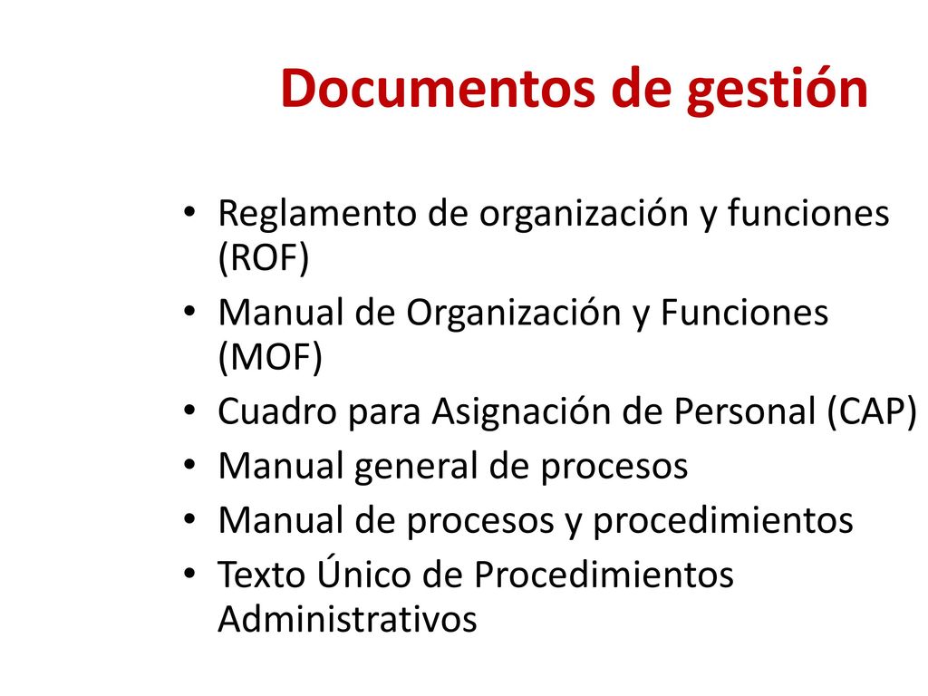 Documentos de gestión Reglamento de organización y funciones (ROF)