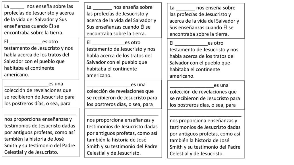 La _____ nos enseña sobre las profecías de Jesucristo y acerca de la vida del Salvador y Sus enseñanzas cuando Él se encontraba sobre la tierra.