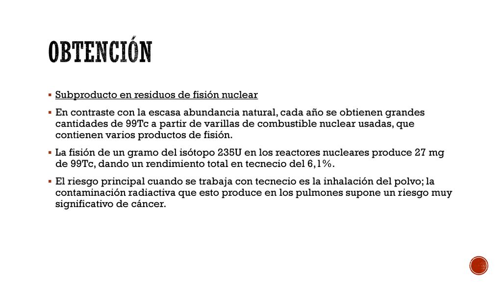 obtención Subproducto en residuos de fisión nuclear