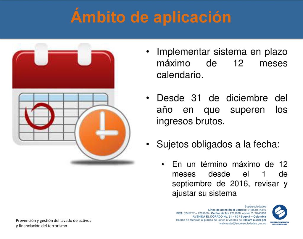 Ámbito de aplicación Implementar sistema en plazo máximo de 12 meses calendario. Desde 31 de diciembre del año en que superen los ingresos brutos.
