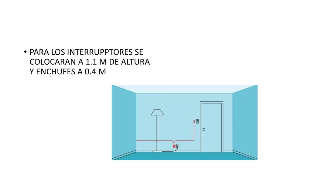 PARA LOS INTERRUPPTORES SE COLOCARAN A 1. 1 M DE ALTURA Y ENCHUFES A 0