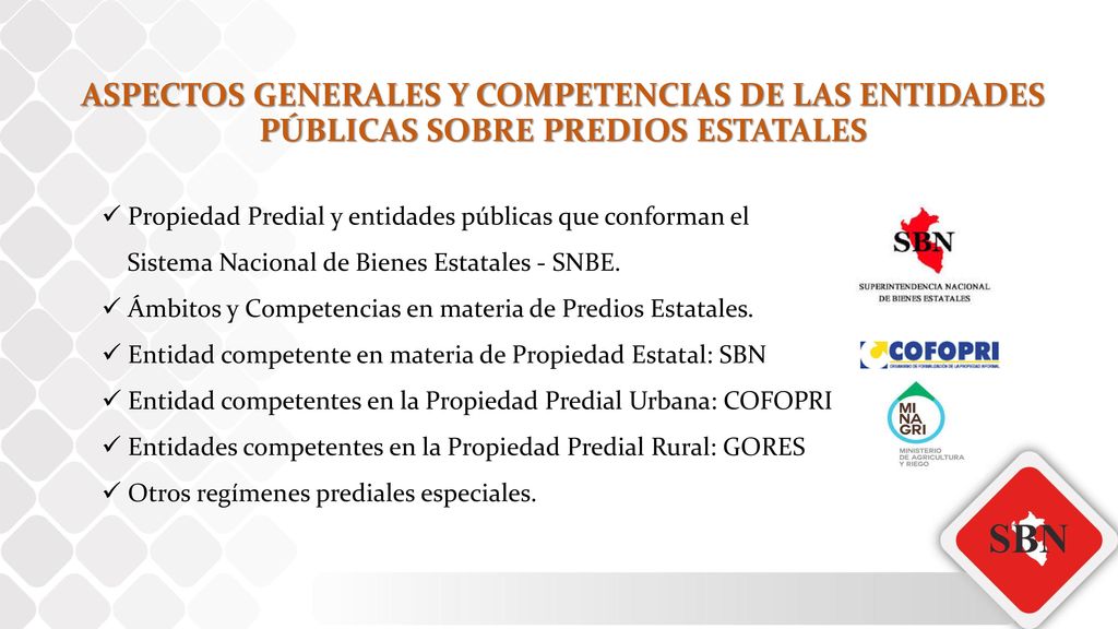 Superintendencia Nacional de Bienes Estatales - SBN Subdirección de Normas y Capacitación