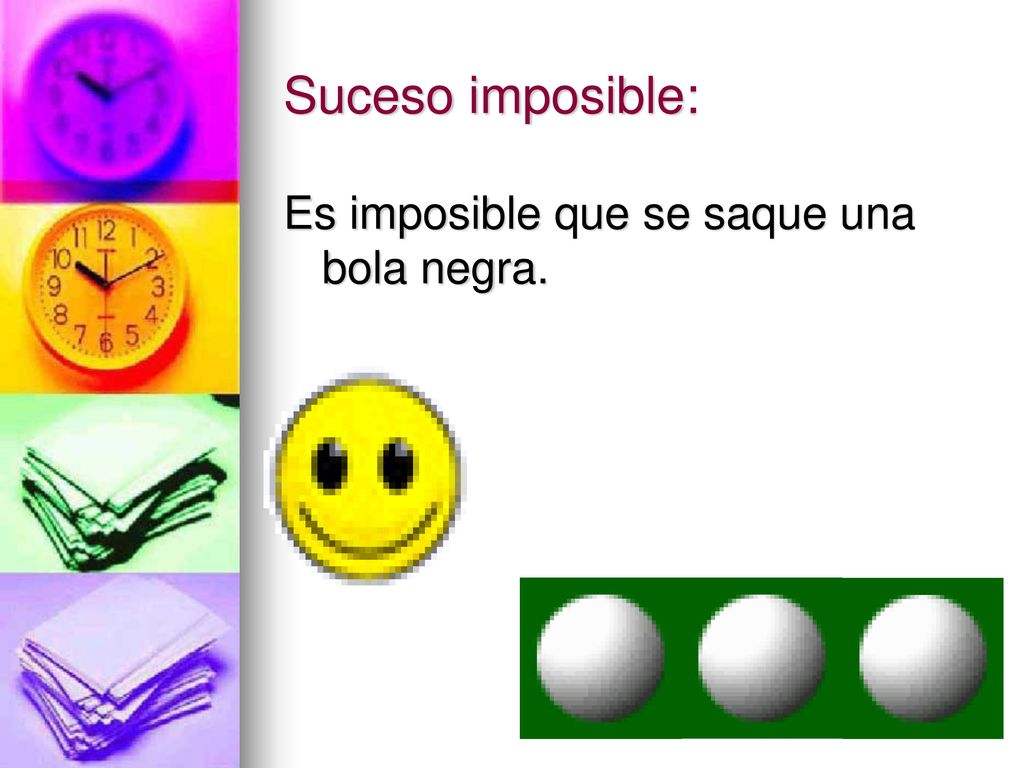 Suceso imposible: Es imposible que se saque una bola negra.