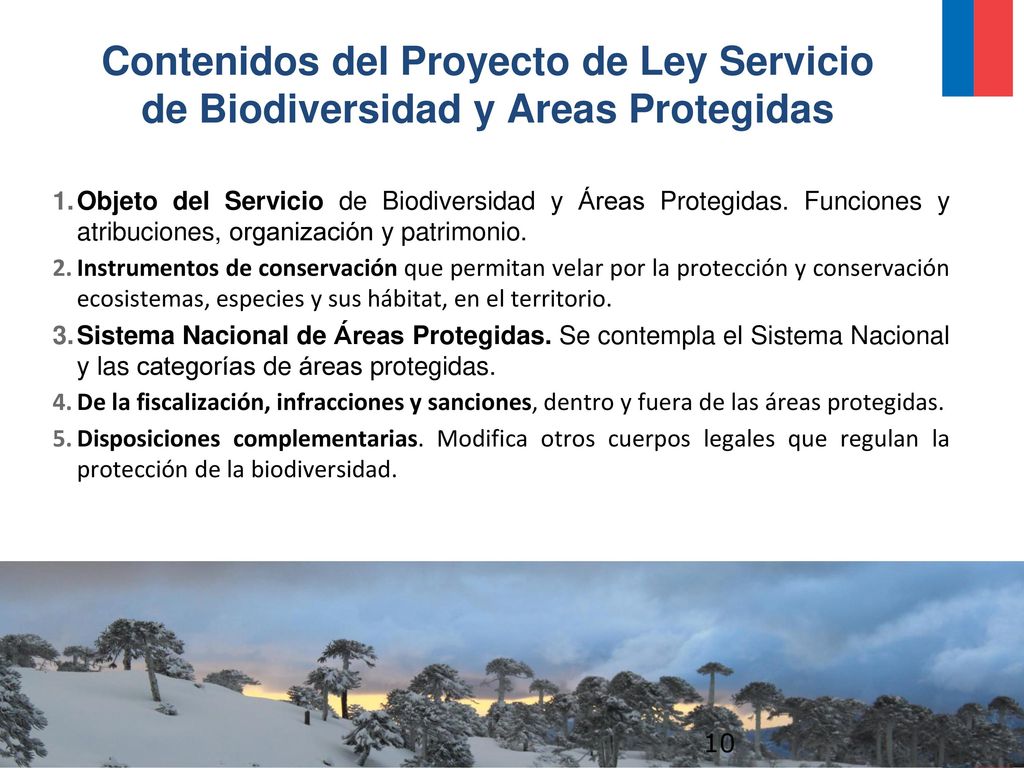 Contenidos del Proyecto de Ley Servicio de Biodiversidad y Areas Protegidas